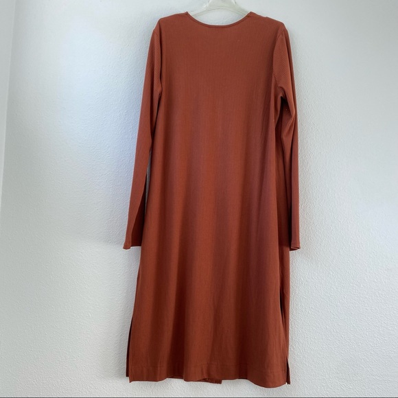 029. NWOT Halogen Ribbed Side Slit Open Button Front Long Maxi Sweater - Picture 2 of 12